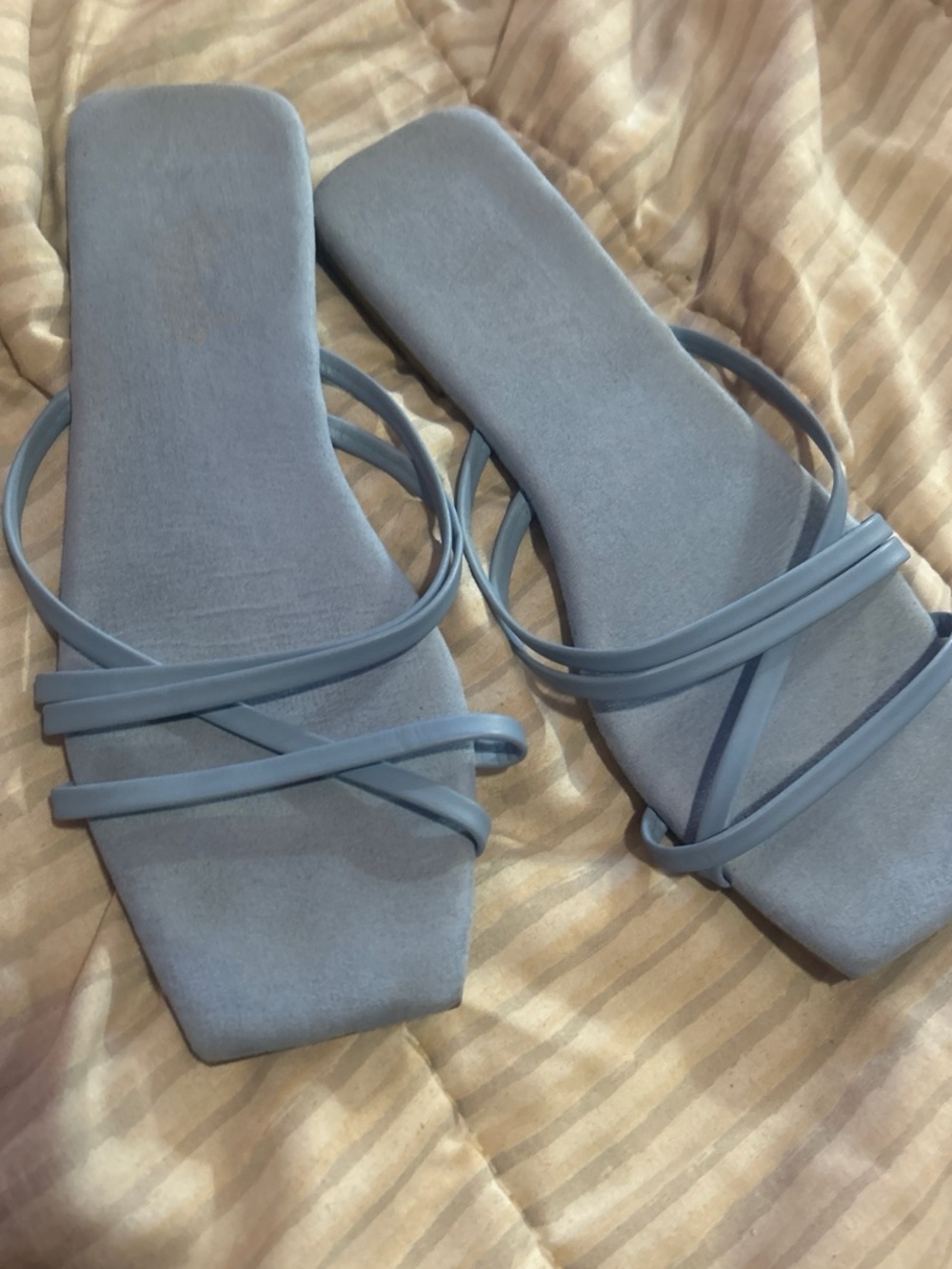 SHEIN Strappy Square-Toe Sandals in Light Blue